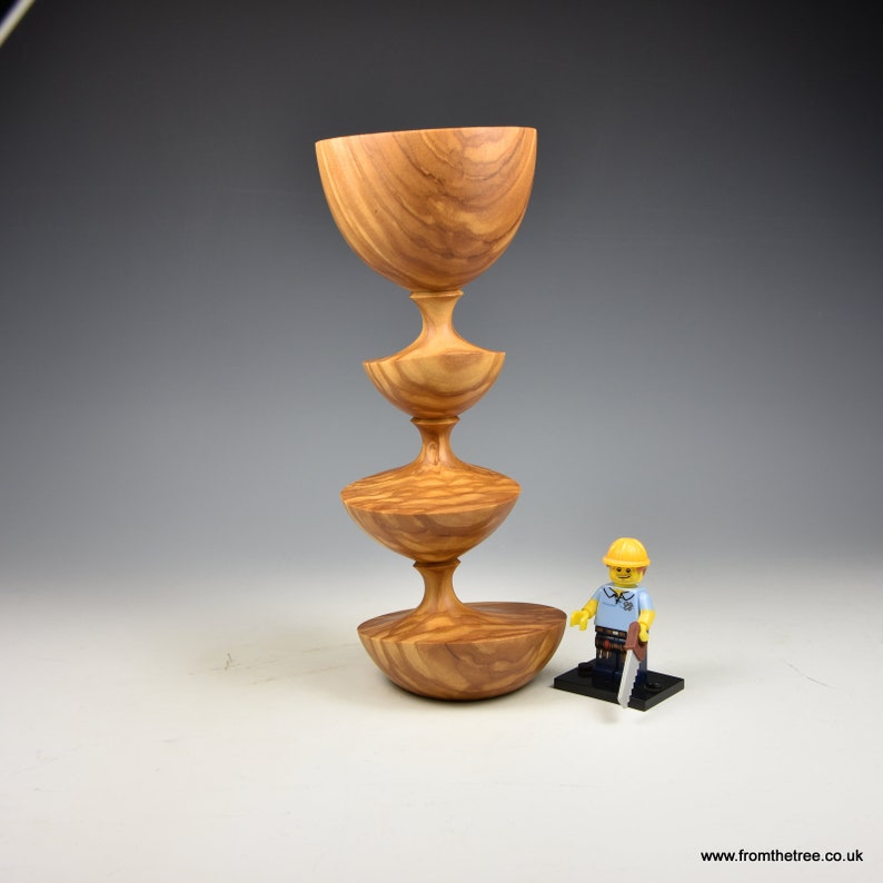 fromthetree wood turning Eccentrically turned Olivewood wooden goblet gifts for men