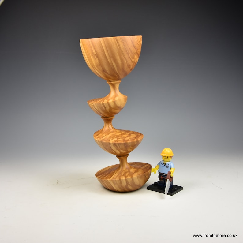 fromthetree wood turning Eccentrically turned Olivewood wooden goblet gifts for men