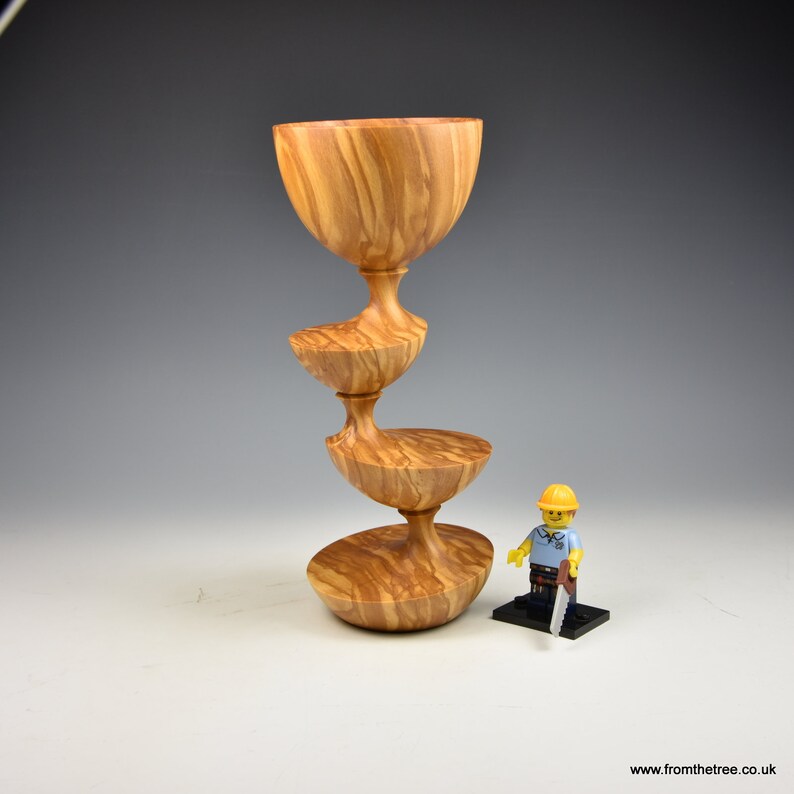 fromthetree wood turning Eccentrically turned Olivewood wooden goblet gifts for men
