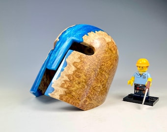Hybrid burr & resin mask, science fiction helmet, wood turning, fromthetree