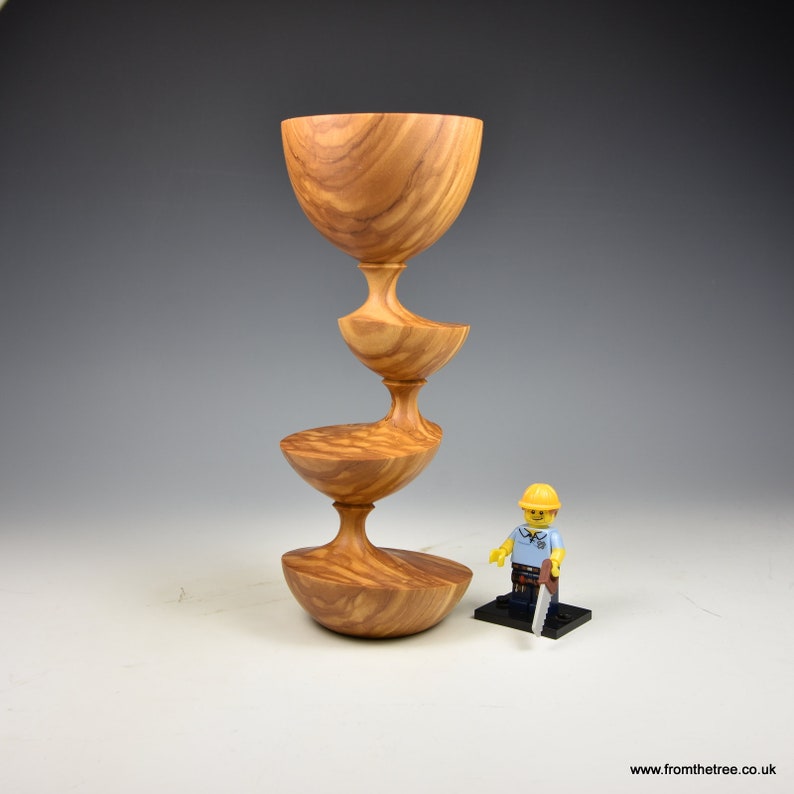 fromthetree wood turning Eccentrically turned Olivewood wooden goblet gifts for men
