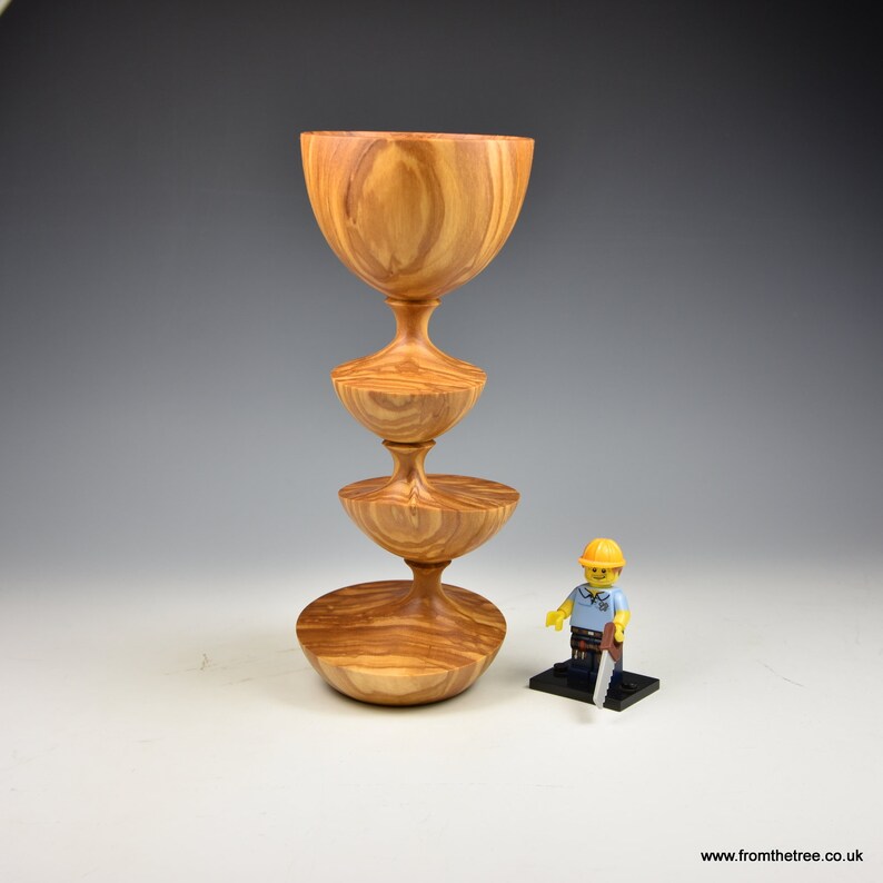 fromthetree wood turning Eccentrically turned Olivewood wooden goblet gifts for men