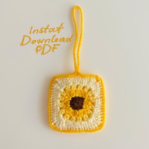 Crochet Sunflower Mini Pouch PDF Pattern: Bag Charm-Earphone Holder (Instant Download)