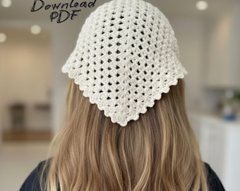 Triangle Bandana Crochet Pattern PDF: Easy Boho Head Scarf Tutorial (Instant Download)