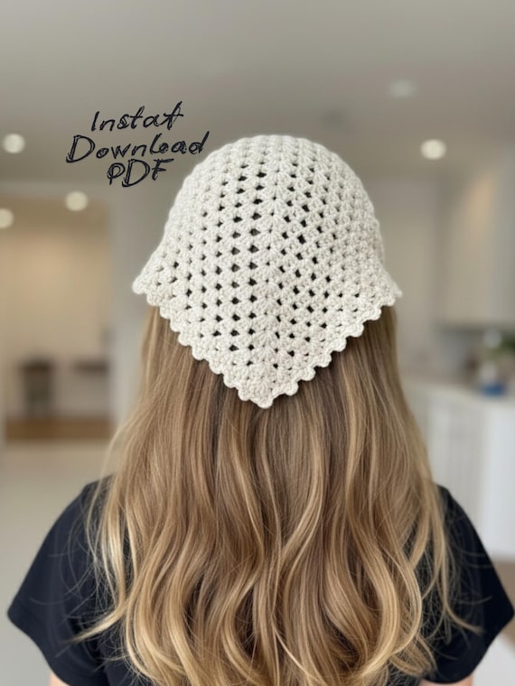 Triangle Bandana Crochet Pattern PDF: Easy Boho Head Scarf 