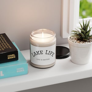 Lake Life Simple Decor Candle for Lake House, Guests Rooms and Living Spaces, Multiple Fragrances or Unscented