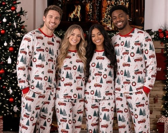 Christmas Red Truck Sweater, Holiday Tree Sweatshirt, Matching Family Christmas Sweater, Cute Winter Holiday Top, Festive Xmas Jumper