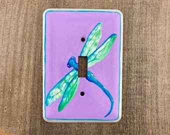 Dragonfly Switch Plate, baby girl nursery light switch cover , dragonfly theme decor, girls room decor, dragonfly fan, dragonfly gift,