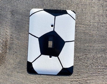 Soccer Switch Plate, sports nursery light switch cover, football bedroom, sports theme light switch cover, boys room decor, sports fan,