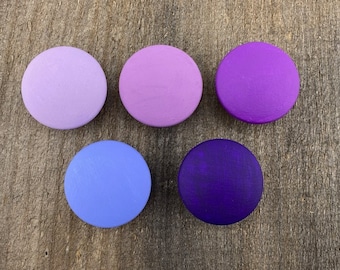 Solid Purple Color Knobs, Custom painted children's knobs, violet dresser knobs, purple colored dresser pulls. purple nursery, girls room