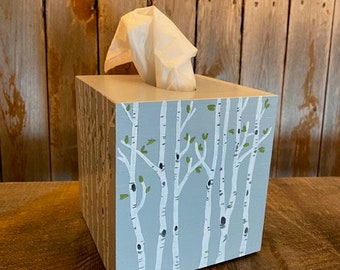 Birch Tree tissue box, woodland animal decor, woodland nursery, birch tree nursery, baby tissue, box, gray theme nursery