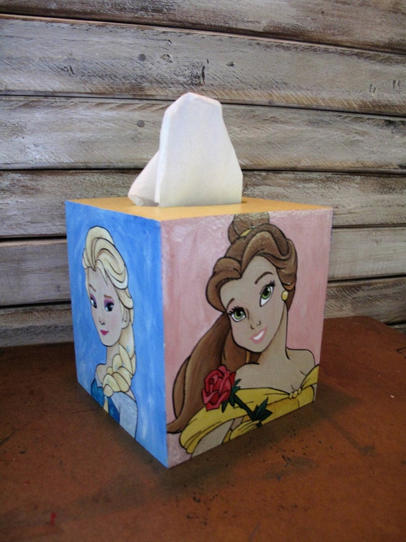 Hand Painted Disney Princess Tissue Box Cover