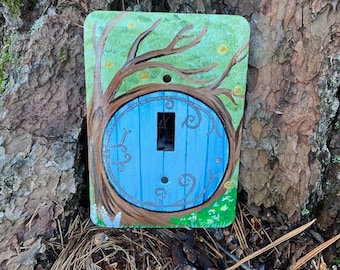 Homoyoyo Wooden Fairy Door Light Switch Cover – Self-Adhesive Wall Plate Protector, Decorative Outlet Cover For Bedrooms, Kitchens, Bathrooms (Coffee Finish)