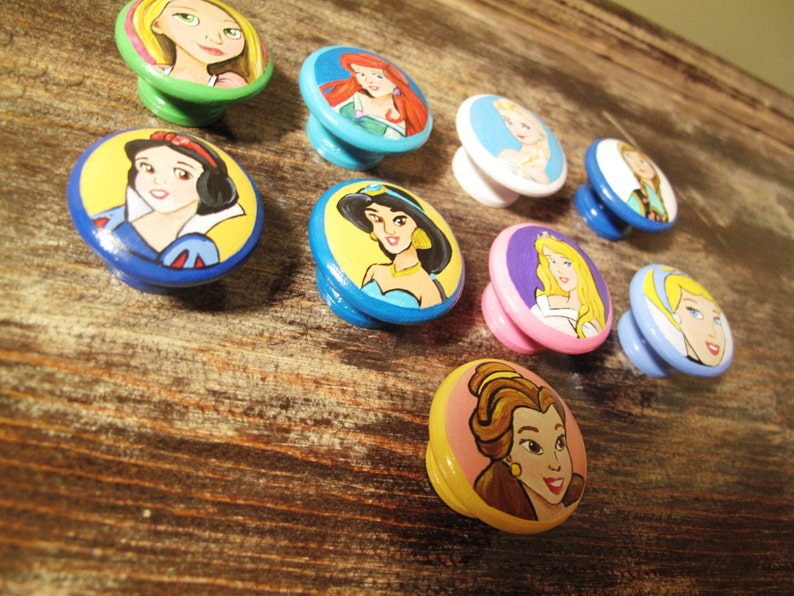 Customized Hand Painted Disney Princess Dresser Knobs Etsy
