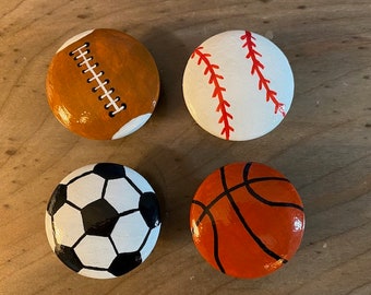 Sports Dresser Knobs, sports nursery, kids room cabinet pulls, baseball knobs, baby boy bedroom decor, sports knobs, boys room, soccer knob