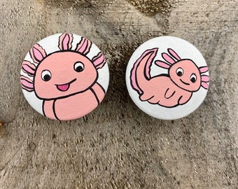 Axolotl  Dresser Knobs, animal knobs, kids room cabinet pulls, baby knobs,  Axolotl decor,  axolotl gifts, axolotl theme, nursery knobs