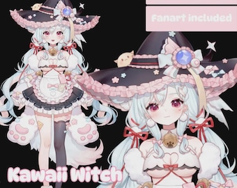 Kawaii Witch Vtuber Model | Premade Fully Rigged Live2D