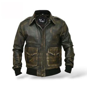 A2 Aviator Leder Bomberjacke für Herren | Beunruhigt Brauner Aviator Flugmantel | Vintage WWII Flying Tiger Pilotenjacke | Winter Oberbekleidung