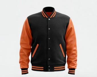 Unisex Vintage Letterman Varsity Jacket – Retro Bomber Jacket | Wool Body Leather Sleeves Baseball College Jacket