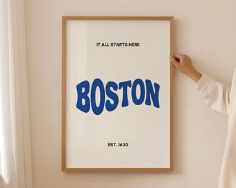 Boston EST. 1630 Stampa tipografica retrò e groovy (Download digitale)