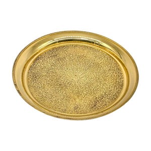 13.5-Inch Engraved Brass Decorative Plate | Large Handmade Brass Wall Decor | Vintage Brass Charger | Traditional Indian Brass Plate