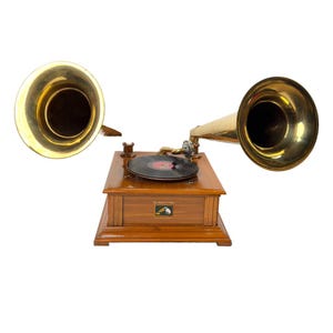 Vintage Brass Gramophone Working Record Player Antique Style Home Decor Gift