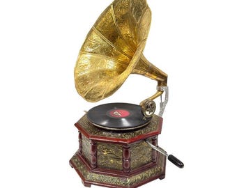 手作りのアンティークスタイルの蓄音機：シェラックレコードプレーヤー