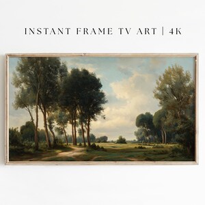 Vintage Tree Landscape for Samsung Frame TV, Classical Countryside Oil Painting, Antique Meadow Scene for a Traditional Home Decor