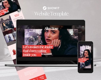 Bold Red & Pink Showit Website Template for Coaches, Bloggers, VAs, UGC Creators, Podcasters