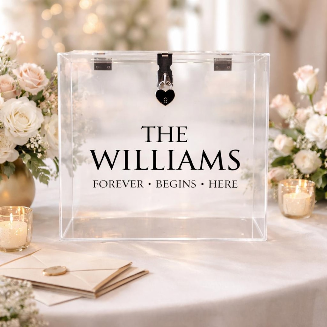 Custom Acrylic Wedding Card Box With Lock, Personalized Keepsake Gift ...