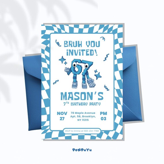 Brainrot 67 Invitation, Six Seven Birthday Invite , Viral Meme Party Theme, Instant Download Template