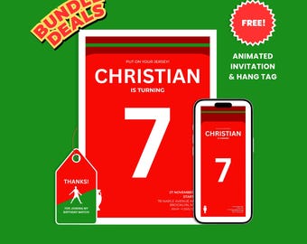 Cristiano Ronaldo Invitation,  Portugal CR7 Birthday Invite , Soccer Football Party Theme, Instant Download Template