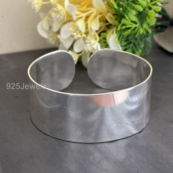 Handmade Sterling Silver Cuff Bracelet: Elegant Adjustable Bangle