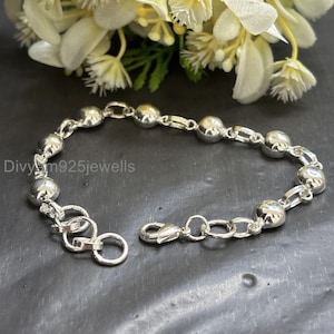 Handmade Vintage 925 Silver Ball Bracelet: Chunky Bauble Bangle