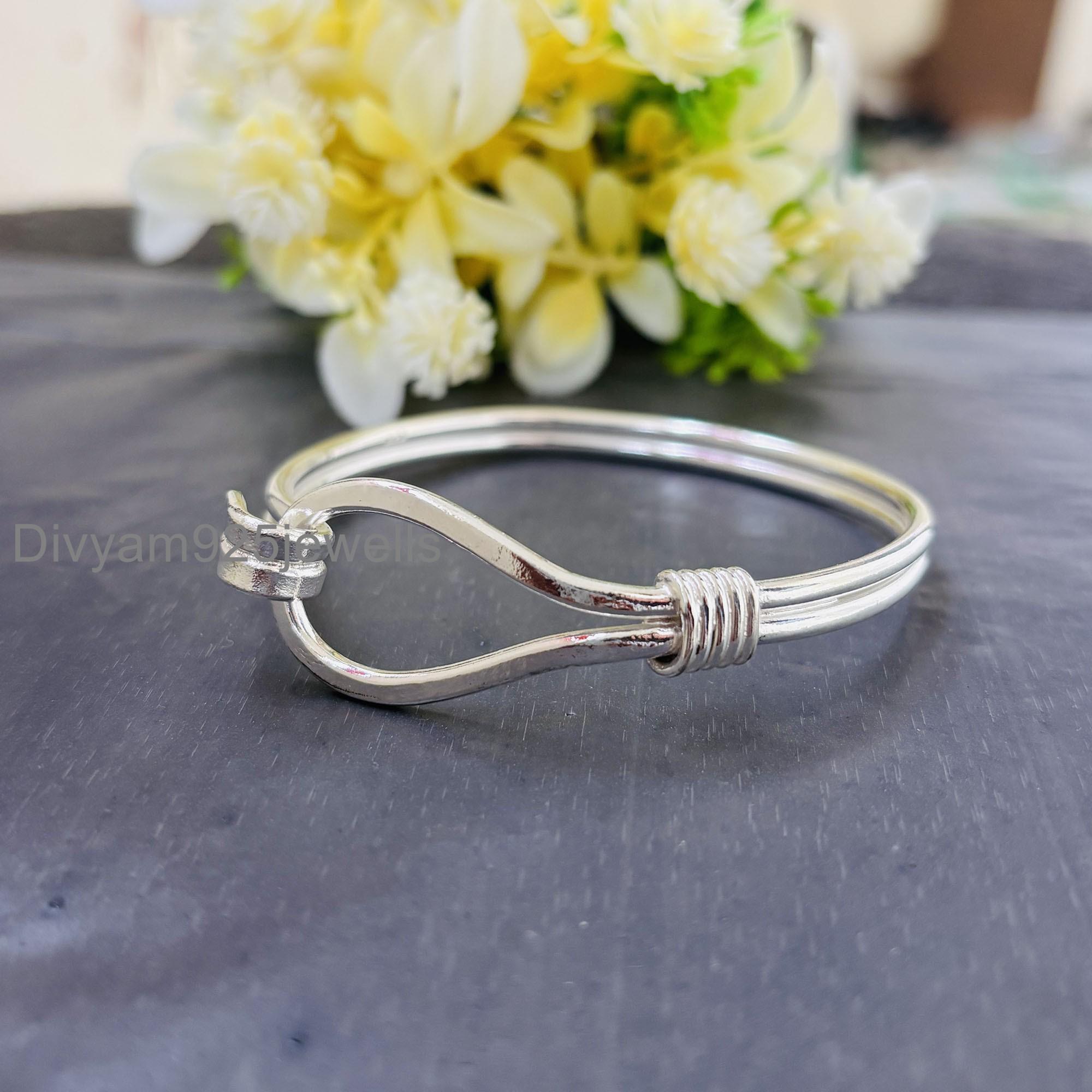 Hammered Sterling Silver Bangle Bracelet: Minimalist Wire Wrap