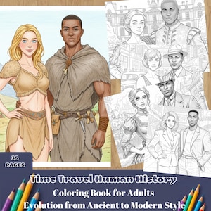 Time Travel Human History Coloring Book for Adults | Evolution from Ancient to Modern Style