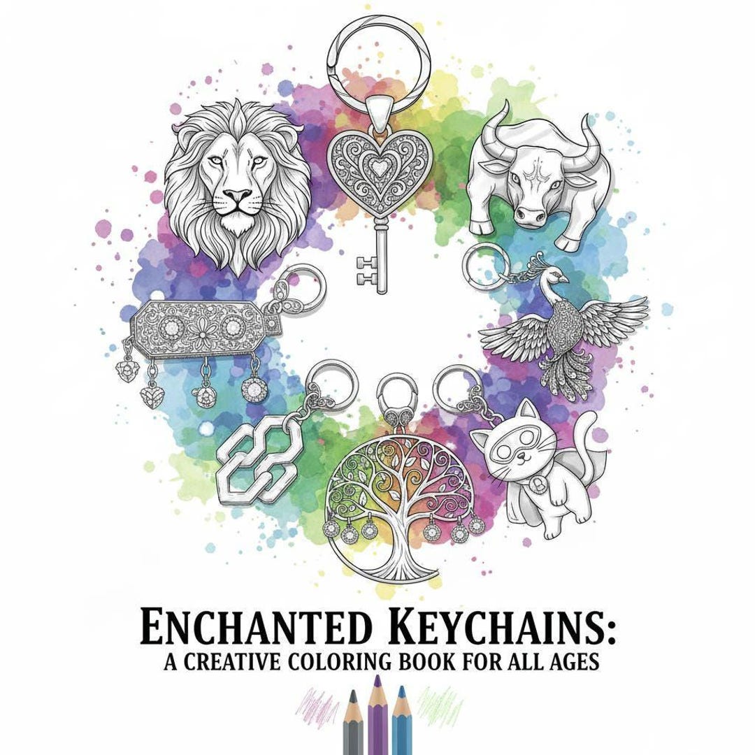 Enchanted Keychains Coloring Book, Adult & Kids, Printable Digital PDF ...