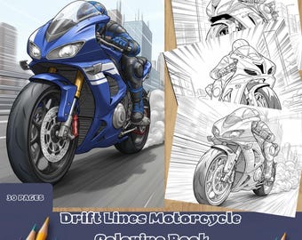 Drift Lines Motorcycle Coloring Book: Sportbike Art | Printable