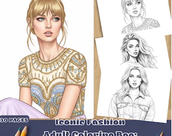 Libro para colorear de moda para adultos: Retratos de mujeres con estilo (PDF)