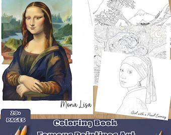 Coloring Book Famous Paintings Art, Printable PDF Digital Download