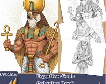 Egyptian Gods Coloring Book: Realistic Line Art for Adults (Digital Download)