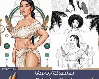 Curvy Women Coloring Book, Body Positive Illustrations (PDF/JPG Downloadable Pages)