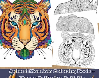 Animal Mandala Coloring Book - Stress-Relieving Artistic Activity for Adults and Kids | Printable PDF