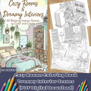 居心地の良いお部屋の塗り絵 | 室内の風景 | PDF | デジタルダウンロード