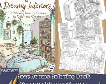 Cozy Rooms Coloring Book | Interior Scenes |  PDF | Digital Download
