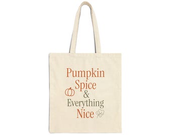 Pumpkin Spice Tote Bag: Farmhouse Fall Reusable Canvas Shopping Bag