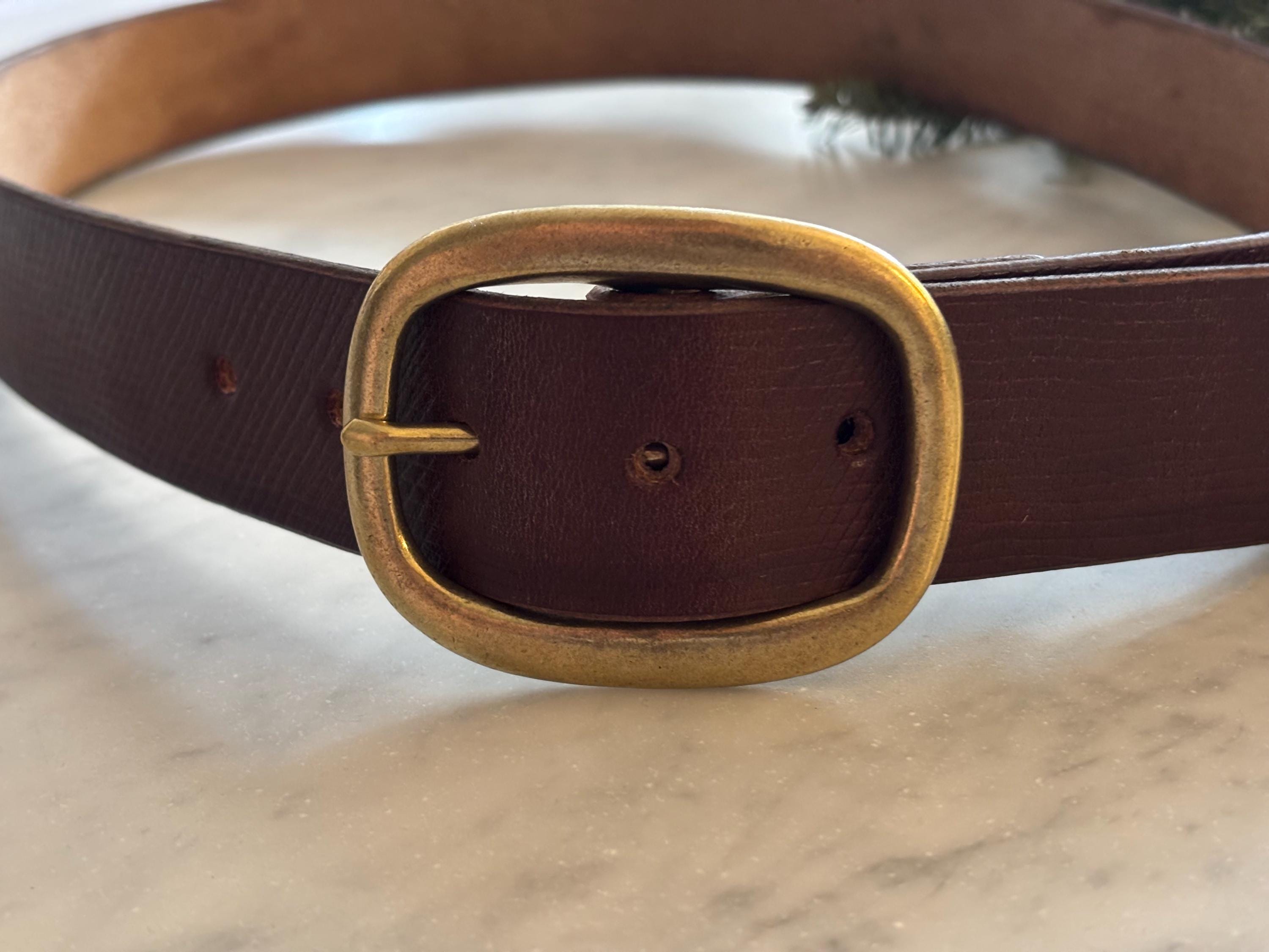 Baker's Oak Bark Leather Belt, Australian Nut, Solid Brass Buckle