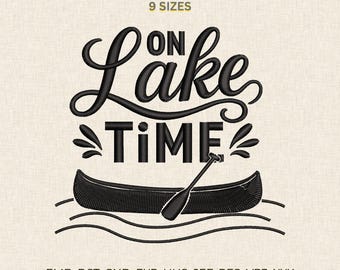 Camping Embroidery Design: Outdoors, Adventure, Canoeing, Lake, Stitch Pattern Machine File DST PES
