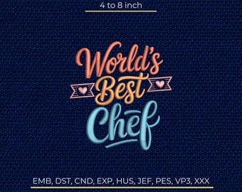 Chef Embroidery Design: Cooking, Kitchen, Culinary, Restaurant, Cook, Pattern Stitch Machine File DST PES