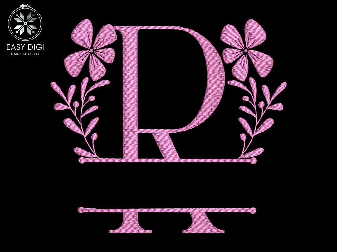 Letter R Embroider Floral Letter R Embroidery Design: Flower Alphabet Pattern (4 Sizes ...